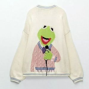 ZARA collab w/ Disney Muppets Kermit The Frog Cardigan sz M NWT Never worn